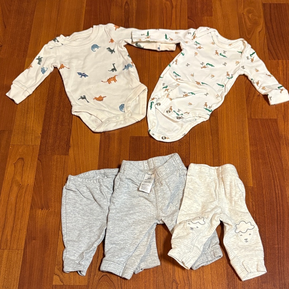 Carter's White and Gray Dinosaur Baby Set